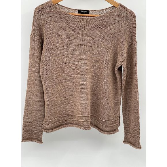 Lord & Taylor Sweater Women Size Medium Petite‎ Brown Camel Loose Knit Roll Neck - Picture 1 of 12